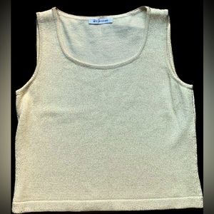 St.John Evening 90s Vintage Sleeveless Scoop Neck Knit Shell Top | Gold | Sz S